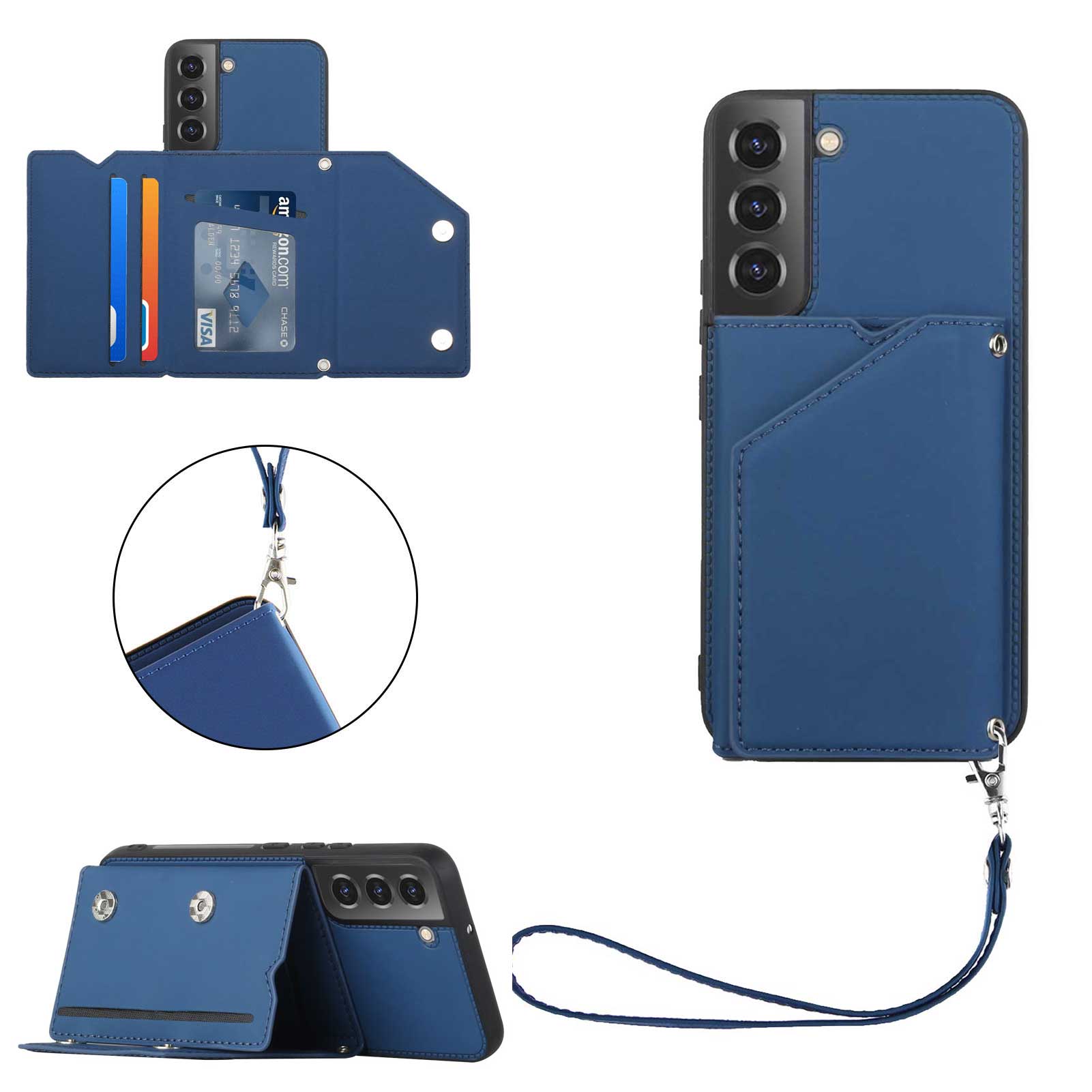 YB Leather Coating Series-2 for Samsung Galaxy S23 Phone Case Kickstand Card Holder PU Leather Coated TPU Cover with Strap YB Leather Coating Series-2 for Samsung Galaxy S23 Phone Case Kickstand Card Holder PU Leather Coated TPU Cover with Strap
